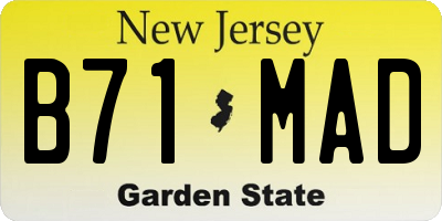 NJ license plate B71MAD