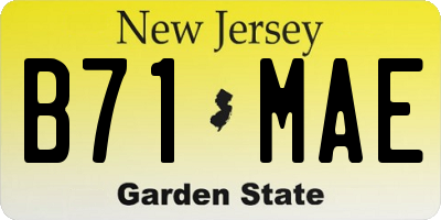 NJ license plate B71MAE