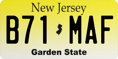 NJ license plate B71MAF