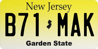 NJ license plate B71MAK