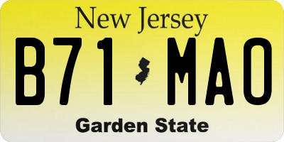 NJ license plate B71MAO
