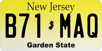 NJ license plate B71MAQ