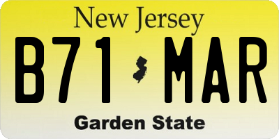 NJ license plate B71MAR