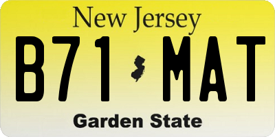 NJ license plate B71MAT