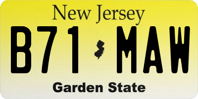 NJ license plate B71MAW