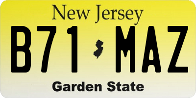 NJ license plate B71MAZ