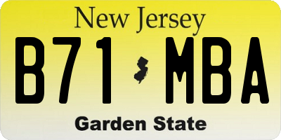 NJ license plate B71MBA