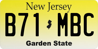 NJ license plate B71MBC