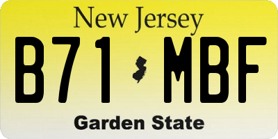 NJ license plate B71MBF