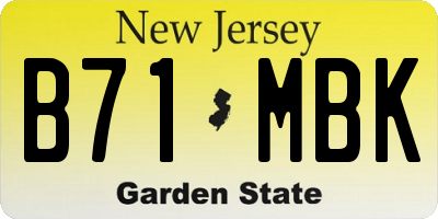 NJ license plate B71MBK
