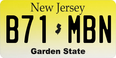 NJ license plate B71MBN