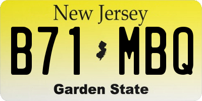 NJ license plate B71MBQ