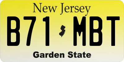 NJ license plate B71MBT