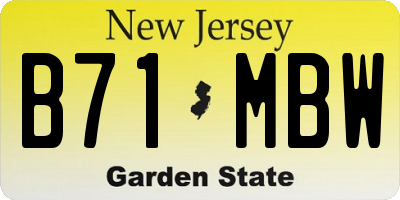 NJ license plate B71MBW