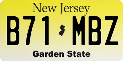 NJ license plate B71MBZ