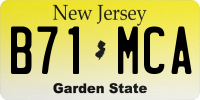 NJ license plate B71MCA