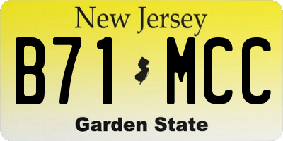 NJ license plate B71MCC