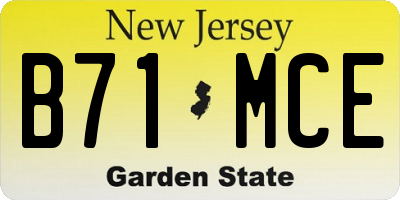 NJ license plate B71MCE
