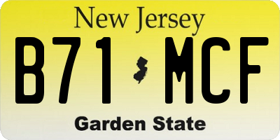 NJ license plate B71MCF