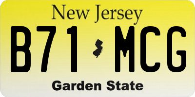 NJ license plate B71MCG