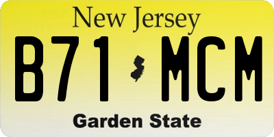 NJ license plate B71MCM