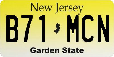 NJ license plate B71MCN