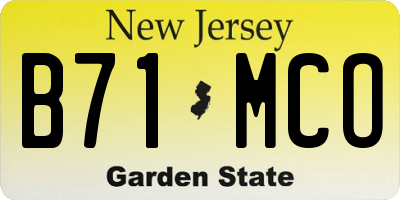 NJ license plate B71MCO