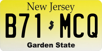 NJ license plate B71MCQ