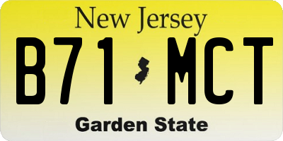 NJ license plate B71MCT