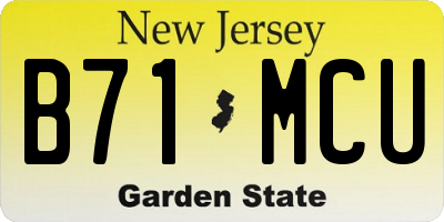 NJ license plate B71MCU