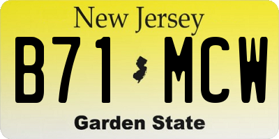 NJ license plate B71MCW