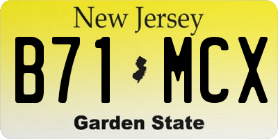 NJ license plate B71MCX