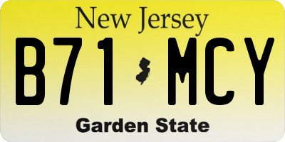 NJ license plate B71MCY