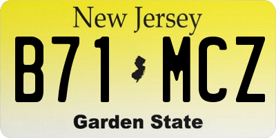 NJ license plate B71MCZ