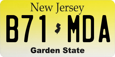 NJ license plate B71MDA