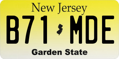 NJ license plate B71MDE