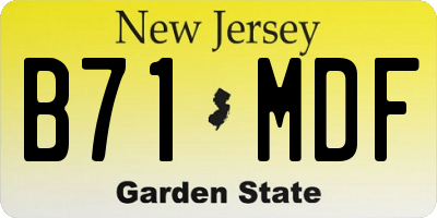 NJ license plate B71MDF