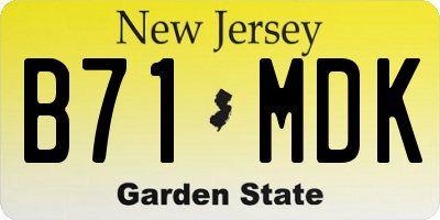NJ license plate B71MDK