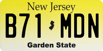 NJ license plate B71MDN