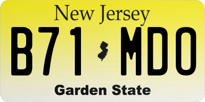 NJ license plate B71MDO