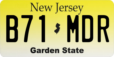 NJ license plate B71MDR