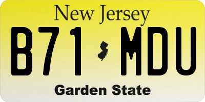 NJ license plate B71MDU
