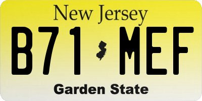 NJ license plate B71MEF