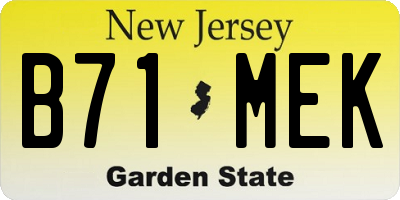 NJ license plate B71MEK