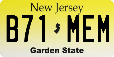 NJ license plate B71MEM