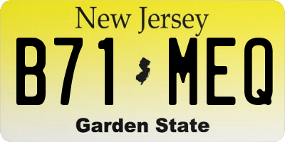NJ license plate B71MEQ