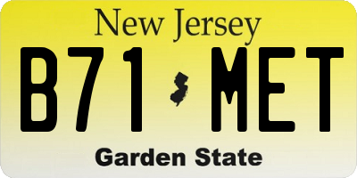 NJ license plate B71MET