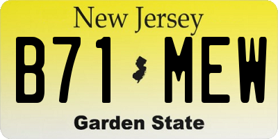 NJ license plate B71MEW