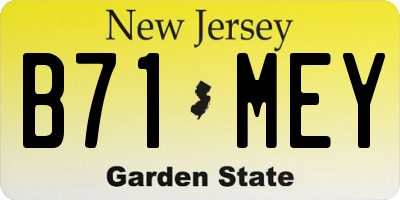 NJ license plate B71MEY
