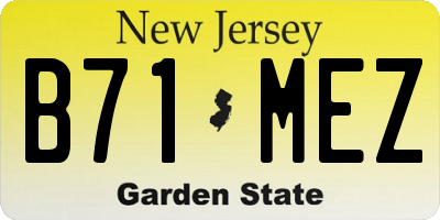 NJ license plate B71MEZ